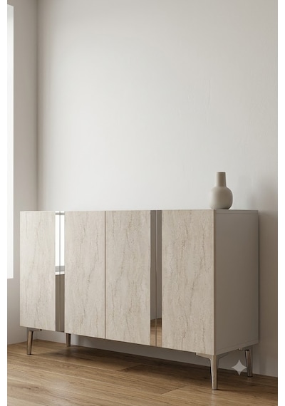 Ka1298bts Anka Konsol Ve Tv Sehpası Beyaz-traverten-silver 120cm