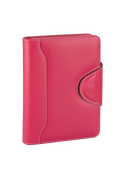 5194 Ajanda Tarihsiz Kareli 14x20 Cm. Ajanda/defter Hesap Makineli Suni Deri Organizer, Fuşya Çok Renkli