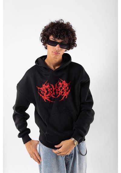 Tarzsokak Kırmızı Dusk Baskılı Oversize Unisex Siyah