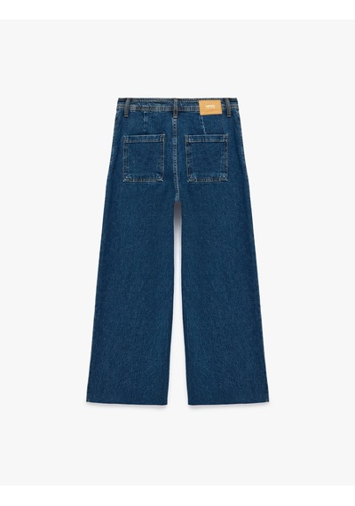 Koton Yüksek Bel Rahat Kalıp Pamuklu Denim Pantolon - Culotte Jeans Koyu İndigo 7wal40056md Indigo Koton Yüksek Bel Rahat Kalıp Pamuklu Denim Pantolon - Culotte Jeans Koyu İndigo 7wal40056md Indigo