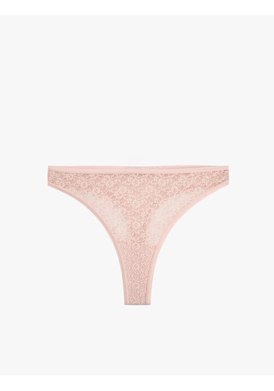 Koton Dantel Detaylı Normal Bel Rahat Kalıp String Külot Pembe 7wlk30097mk Gül