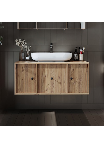 Ayaksız Oval Lavabolu Mdf 105 Cm Çekmeceli Banyo Dolabı Atlantik Atlantik Çam Ayaksız Oval Lavabolu Mdf 105 Cm Çekmeceli Banyo Dolabı Atlantik Atlantik Çam