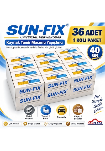 Sun-fix 50040 40 Gr Universal Verwendbar Kaynak Tamir Macunu Yapıştırıcı 36 Adet 1 Koli Paket