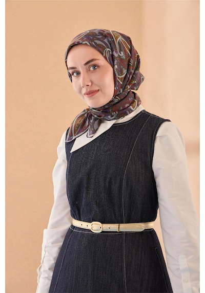 Silk Home Yaz Esintisi Eşarp 150002-13 Gri, Mor, Parlak Turuncu, Fıstık Yeşil