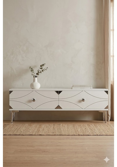 Tsa1297bs Alfa Tv Sehpası Beyaz-silver 120cm