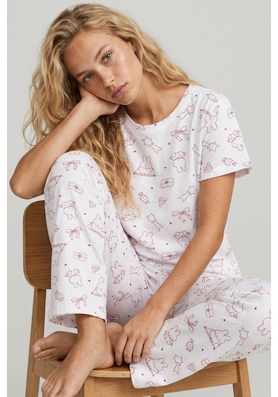 Siyah İnci Mevsimlik İnce Örme Pijama Takım 8017 Beyaz Bordo Tavşan Siyah İnci Mevsimlik İnce Örme Pijama Takım 8017 Beyaz Bordo Tavşan