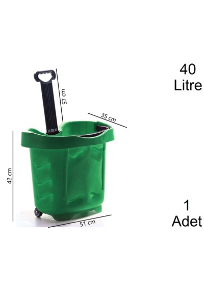 40 Litre 2 Tekerlekli Plastik Alışveriş El Sepeti Yeşil 1 Adet / En:51 Boy:35 Yükseklik:42 Cm