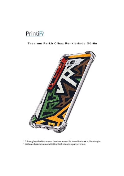 Samsung Galaxy Uyumlu M33 Köşe Korumalı Antişok Kapak Soyut Grafiti Tasarımlı Şeffaf Kılıf