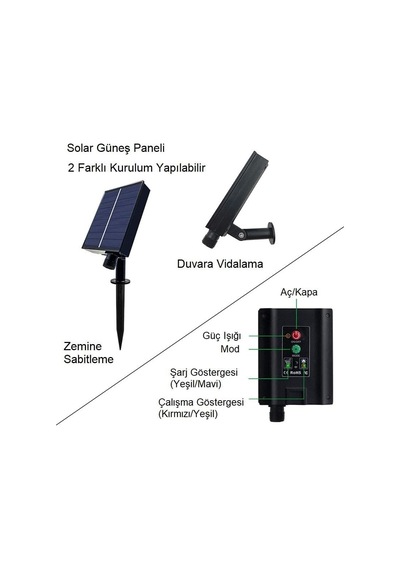 Tr Upway Güneş Enerjili Solar Aydınlatma Rgb 3 Metre Silikonlu Şerit Led Ev Bahçe Süsleme Dekor Diğer