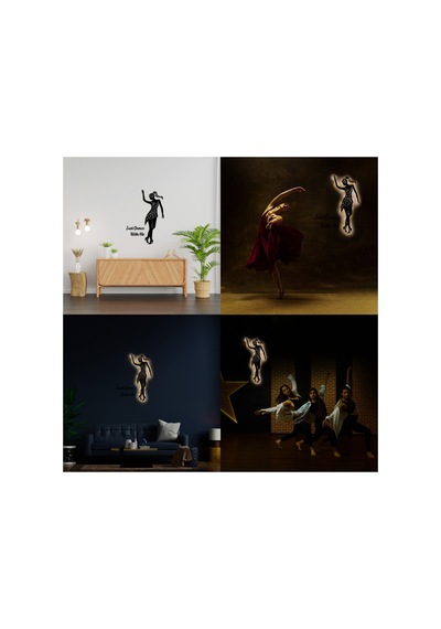 Led Işıklı Dans Temalı Tablo Helen Dekoratif Gece Lambası Sarı - 737251295 Sarı