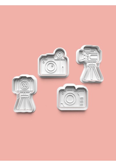 Kamera-fotoğraf Makinesi Figürü Kurabiye Kalıbı Ve Şeker Hamuru Kalıbı 4'lü Set