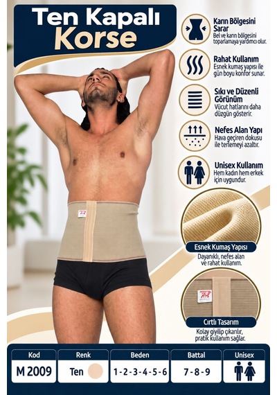 Ten Kapalı Korse Unisex Bel Ve Karın Destek Korsesi M 2009 - Rylks Standart
