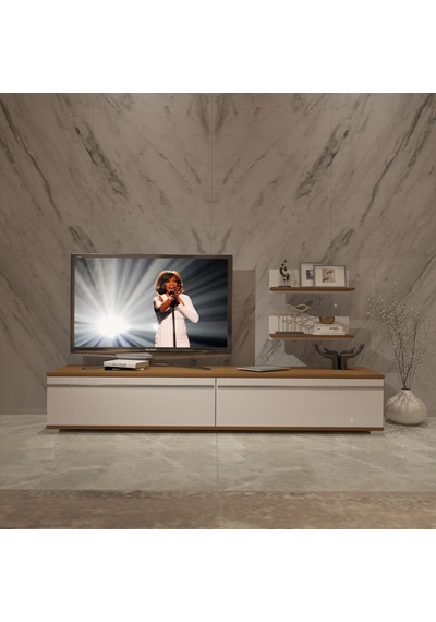 Decoraktiv Eko 4 Mdf Std Tv Ünitesi Tv Sehpası - Ceviz Beyaz Ahşap - Beyaz