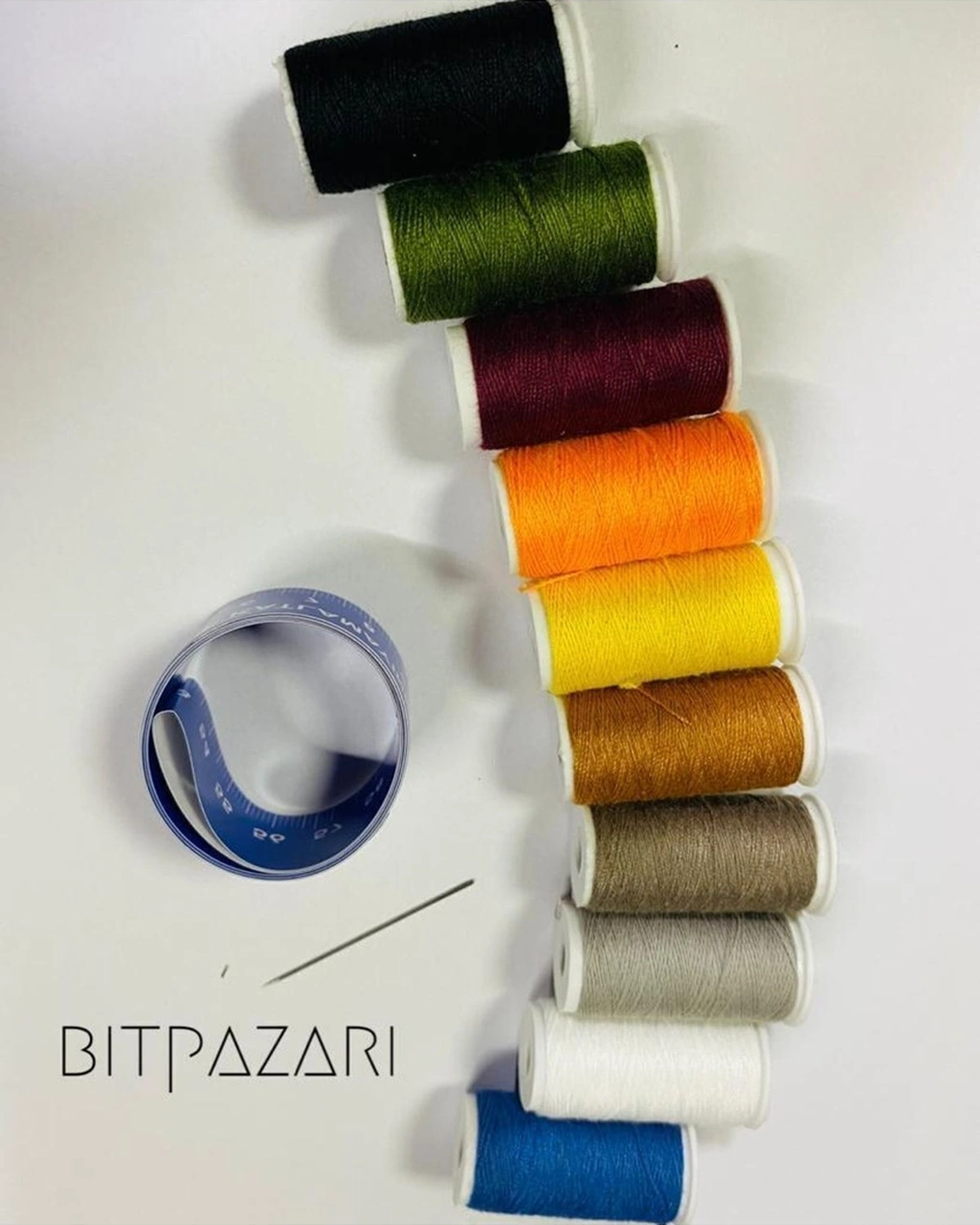 10 Renk Dikiş Ipliği + Mezura + Iğneli Set - Akrilik Kapaklı Kutu