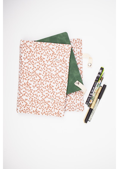 A5 Kitap Kılıfı Fermuarlı Cepli, Kumaş Defter Kılıfı, Çıtçıtlı Organizer Kılıf