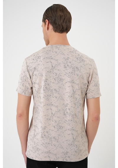 Efor Comfort Fit Bisiklet Yaka Batik Görünmlü Kısa Kol Casual Bej Tişört Ts 905 Bej
