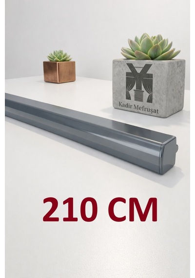 Antrasit Dekoratif Ray Alüminyum 2 Kanallı Dekoratif Metal Perde Kornişi Antrasit210cm - 855867284 Antrasit210cm