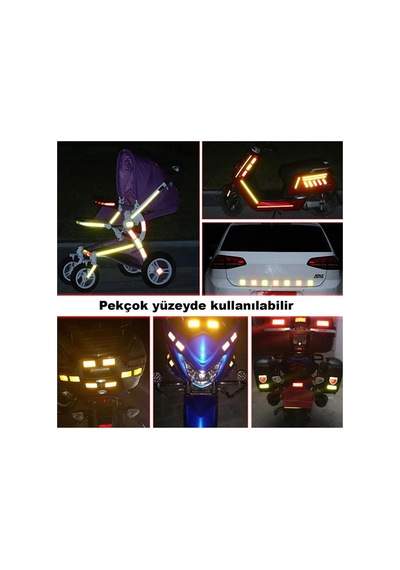 Reflektörlü Beyaz Reflektif Fosforlu Şerit Bant Kırmızı Reflekte Ikaz Bandı 10 Cm X 124 Cm