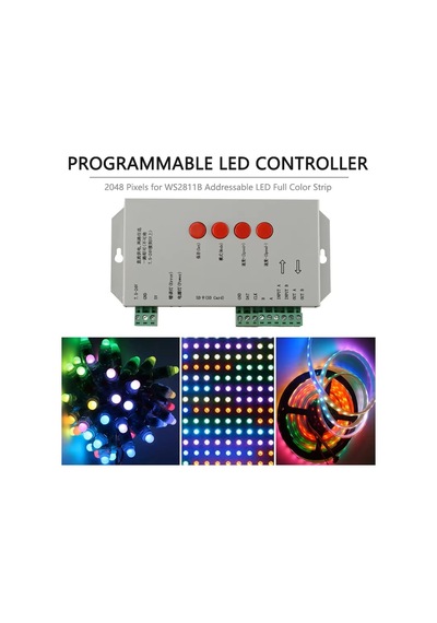 T1000s Led Piksel Kontrol Cihazı Düzenleme Yazılımı 2048 Sd Kart Kayıt Dc 5-24v Işık Aydınlatma 256mb Hafıza Ws2811 Rgb Destekli Diğer