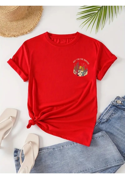 Uyguntarz Unisex Arizona Baskılı Oversize Tshirt Kırmızı