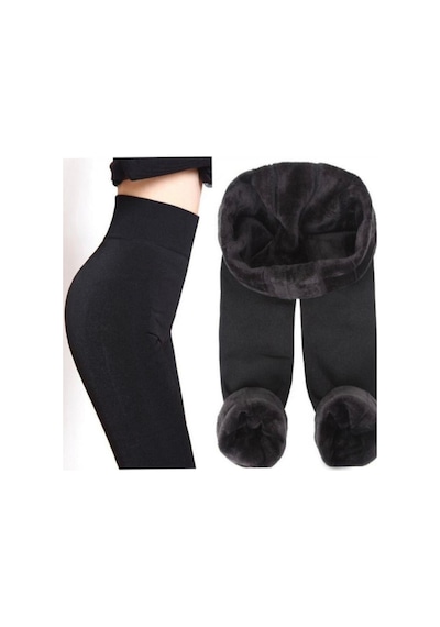 Marka Sportwear 25620-Kadın Siyah Içi Peluş Kışlık Termal Taytsiyah2Xl Siyah
