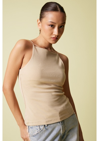 Halter Yaka Top Bej