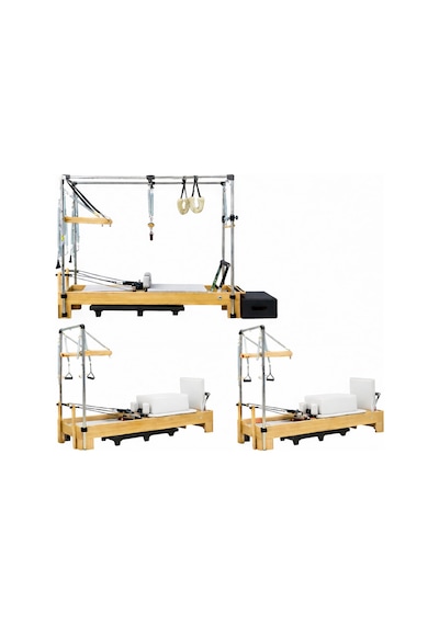 Combo Cadillac Ve 2 Adet Tower Reformer Stüdyo Paket Gri Renk Premium Seri Şarjörlü Sistem 8 Kademe