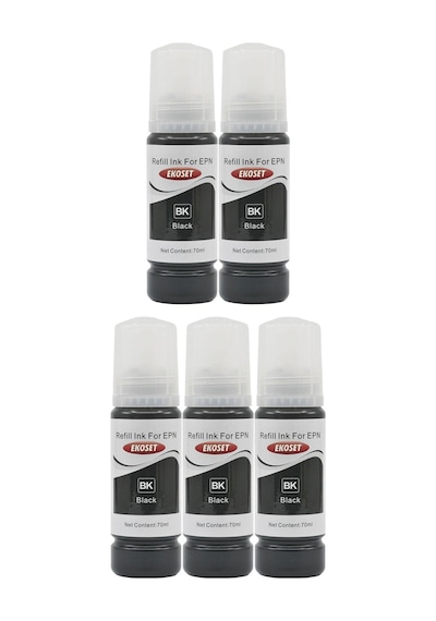 Ekoset Epson 103 L3210 L3211 Siyah Uyumlu Mürekkep 70 ML 5 Adet