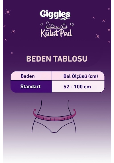Giggles Külot Ped 52-100 Bel Ölçüsü 360 Esnek Beden Sızdırmaz Regl Gece Külodu 1 Paket 4 Adet