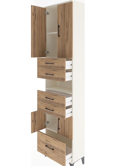 Arges Dolap 4 Raflı 5 Çekmeceli 4 Kapaklı 60x30x243 Aytaşı-çam Aytası