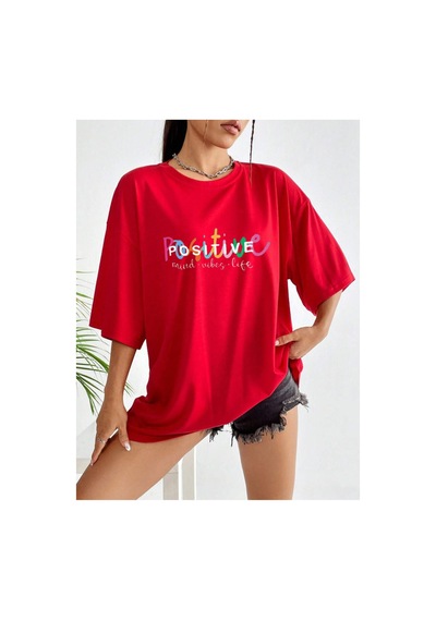 Medinenur Positive Baskılı Unisex Tshirt Kırmızı