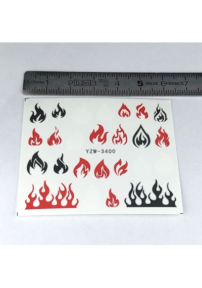 Alev Alevli Ateş Tırnak Vinil Sticker Çoklu Süsleme Çok Renkli Dövme 6x5.5cm
