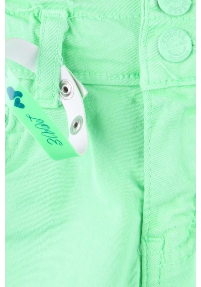 Kız Çocuk Gabardin Şort Bileklikli Neon Yeşil (3-8 Yaş) Yeşil