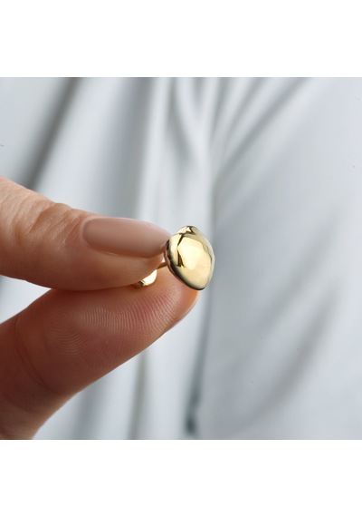 14 Ayar Altın Kaplama Minimal Desenli Kalp Gümüş Küpe - E00286 Gold
