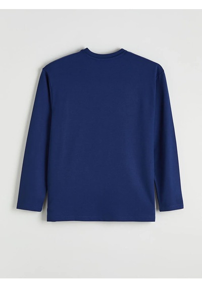 Lc Waikiki Lacivert Bisiklet Yaka Baskılı Erkek Sweatshirt