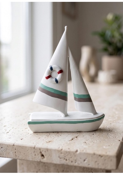 The Mia Marin Çift Yelkenli Kırmızı Mavi Can Simitli 24 Cm