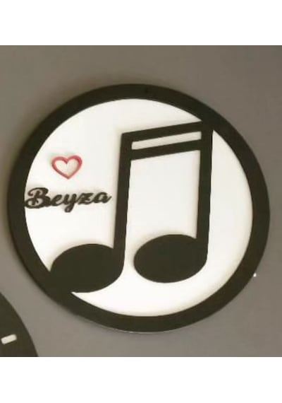 Müzik,nota ,sol Anahtarı Temalı Duvar Saati Kişiye Özel Siyah Beyaz