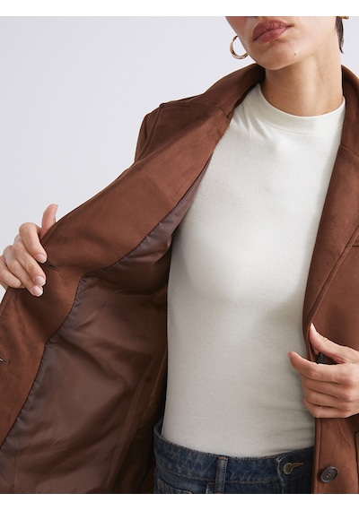 Lcw Vision Kahverengi Süet Görünümlü Kadın Blazer Ceket