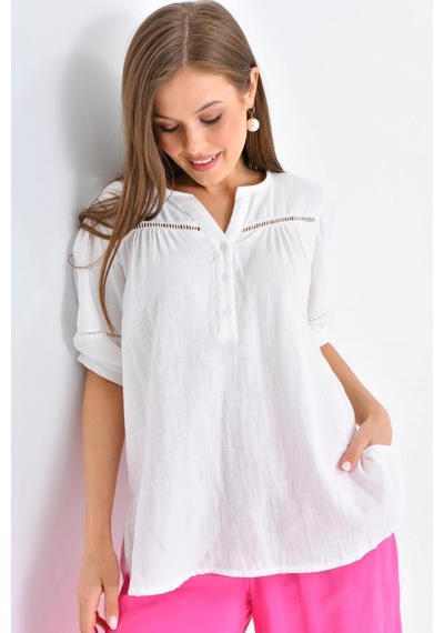 Park Karon Beyaz Renk Basic Bluz 001