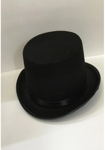 Veraura Lifestyle İkinci Kalite Yetişkinler İçin Siyah Renk Ringmaster Sihirbaz Şapkası Fötr Şapka 15 Cm Standart