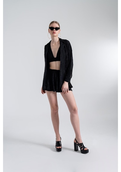 Holly Lolly Oversize Düğme Kapamalı Comfy Oversize Gömlek Siyah