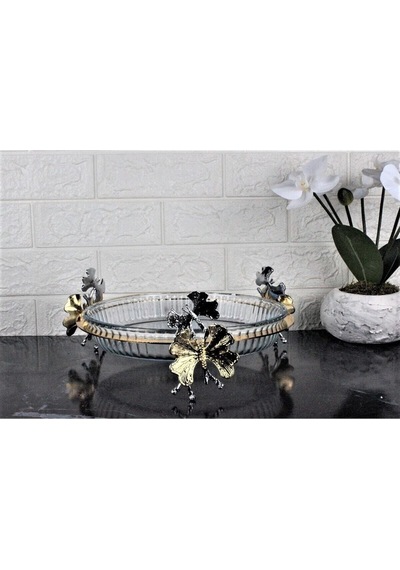 Atabey Home Kelebek Ayak Yuvarlak Borcam Tepsi-25 Cm