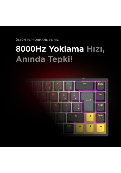 Kaisel Siyah/gri/sarı Hot Swap 8000 Hz Gasket Manyetik Rgb Rapid Trigger 128k Scan Rate Q Pbt Keycap Analog Klavye
