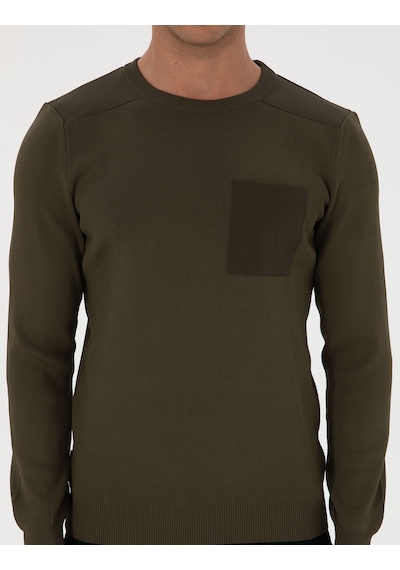 Pierre Cardin Koyu Haki Regular Fit Bisiklet Yaka Triko Kazak 50315762-vr111