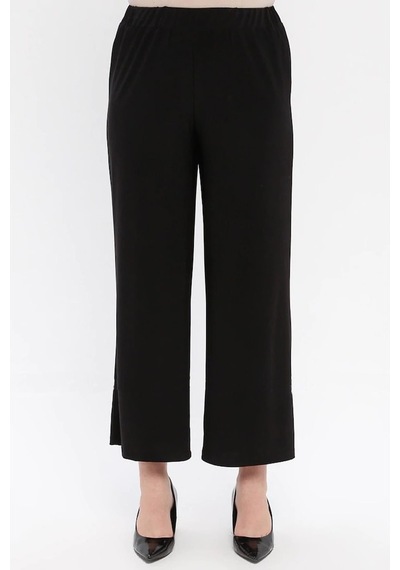Ladies First Büyük Beden 3645 Siyah Pantolon Krep Bol Paça