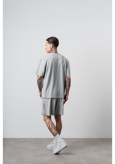 Respire Erkek Far From Basic Baskılı Regular Fit T-shirt Şort Takım Gri