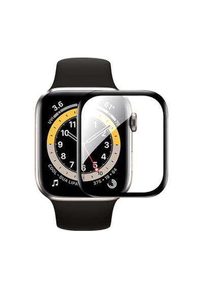 Apple Uyumlu Watch 7 41Mm 3D Pmma Kavisli Full Cam Ekran Koruyucu Pet (302318170)-Siyah