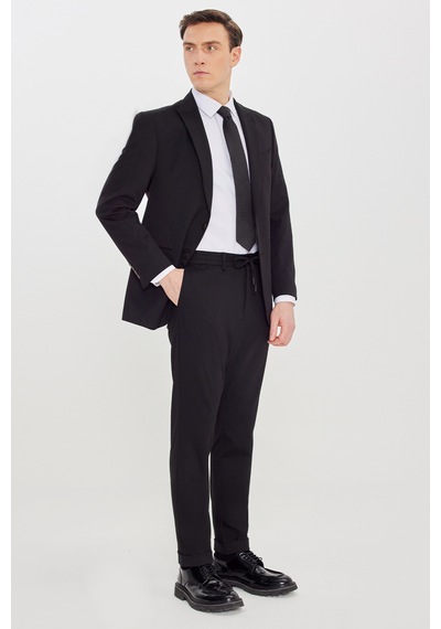 AC&Co / Altınyıldız Classics Erkek Sıyah Slim Fit Kırlangıç Yaka Beli Bağlamalı Yan Cepli Takım Elbise Siyah AC&Co / Altınyıldız Classics Erkek Sıyah Slim Fit Kırlangıç Yaka Beli Bağlamalı Yan Cepli Takım Elbise Siyah