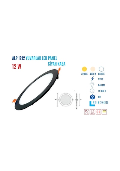 Ycl Alp-1212g 12w S.altı Yuvarlak Led Panel G.ışığ