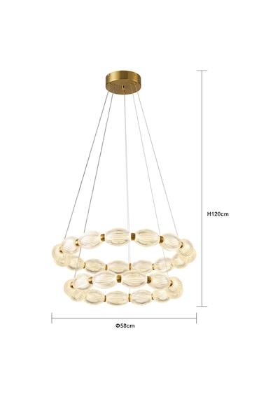 Aspen 2 Katlı Yuvarlak Eskitme Sarkıt Led Modern Salon Avize Eskitme